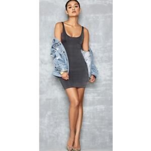 Mistress Rocks Los Angeles Gray Revolution Knit Dress Grey Stretch Mini sz. S